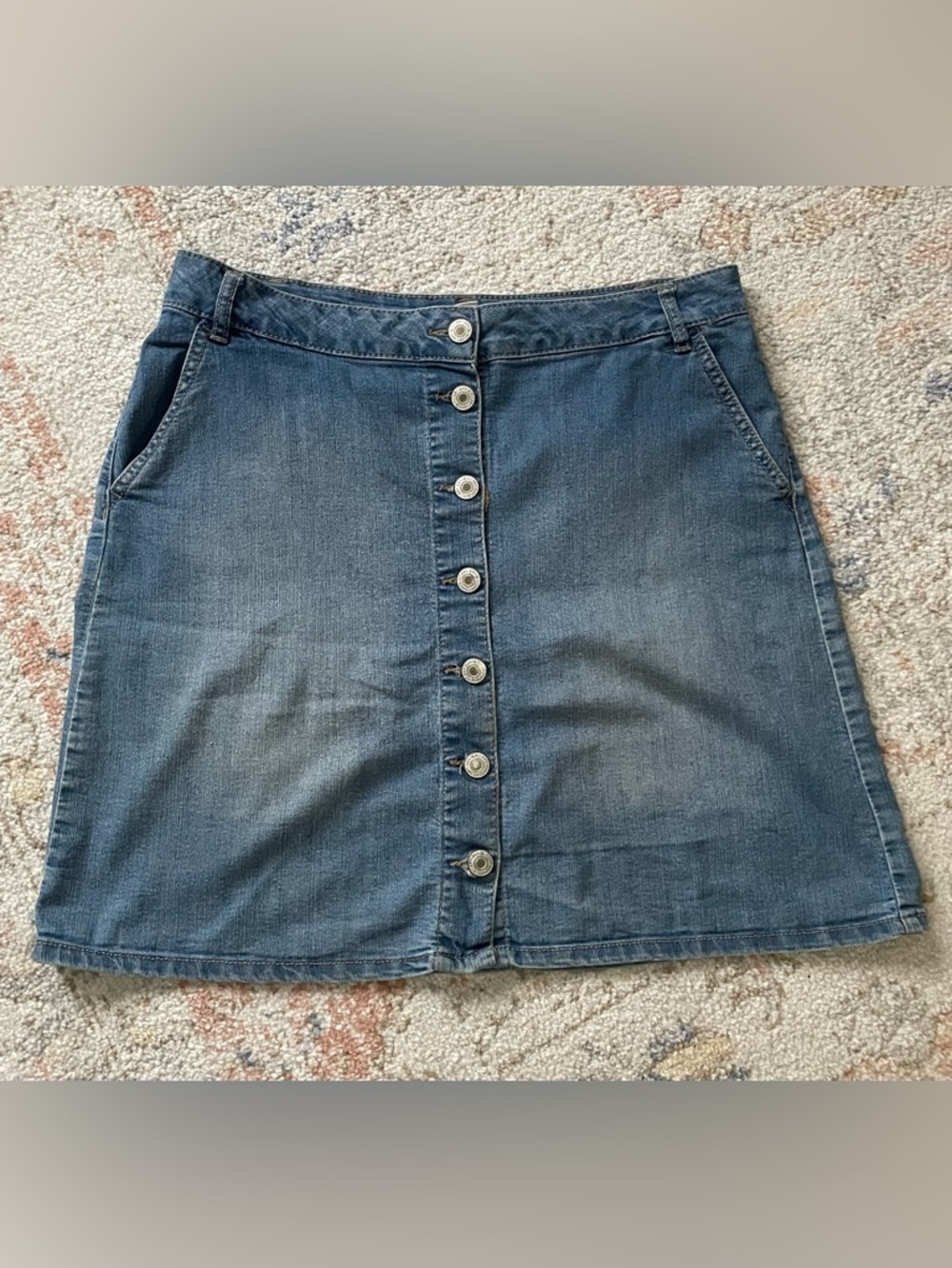Artisan Ny Button-Front Indigo Denim Mini Skirt